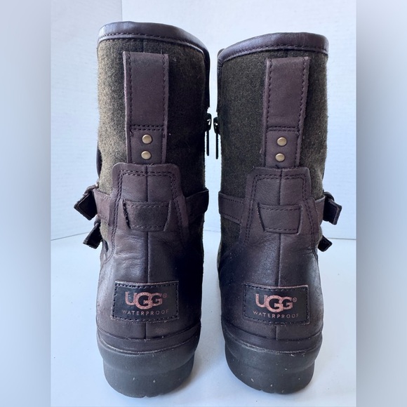 UGG Simmens waterproof Sherpa lined biker moto style boots shoes size 7 - Picture 7 of 11